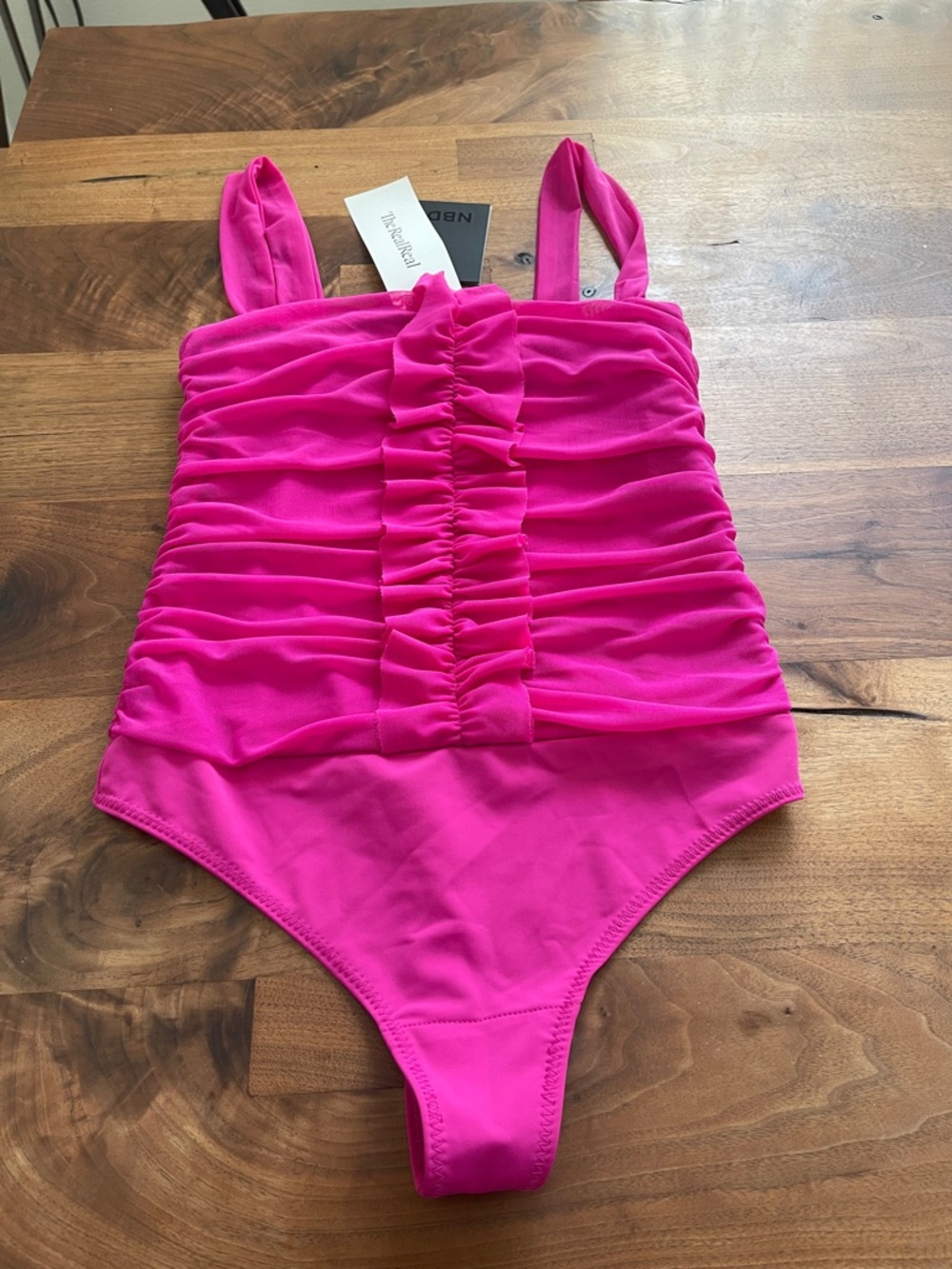 NBD Hot Pink Ruched One-Piece Swimsuit